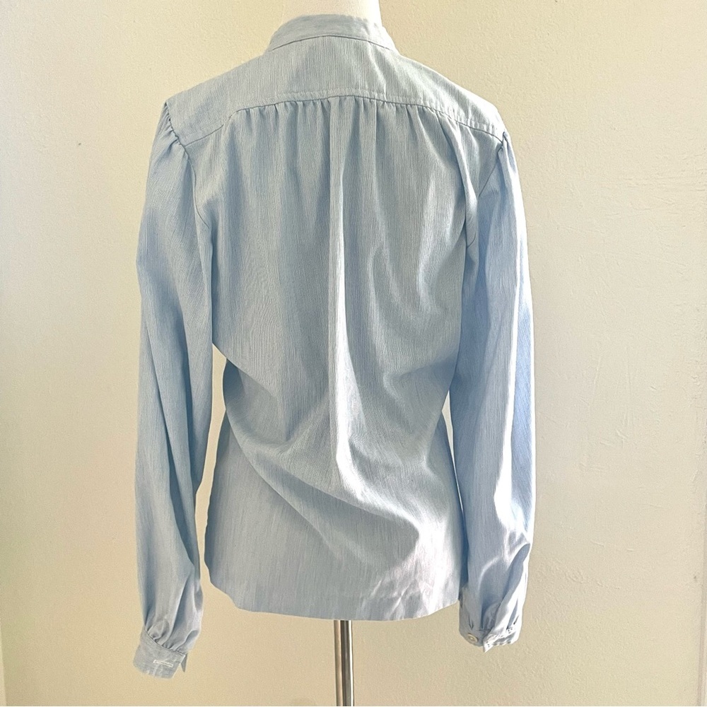 JH Chic Light Blue Puff Sleeve Button Down Blouse Small - Picture 5 of 12